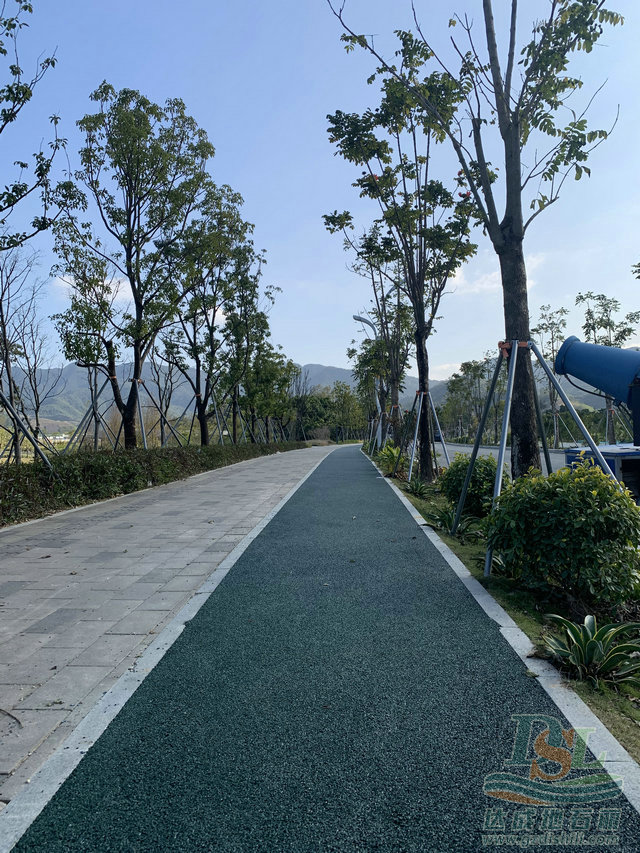 广州大鹏新区彩色透水沥青项目施工中